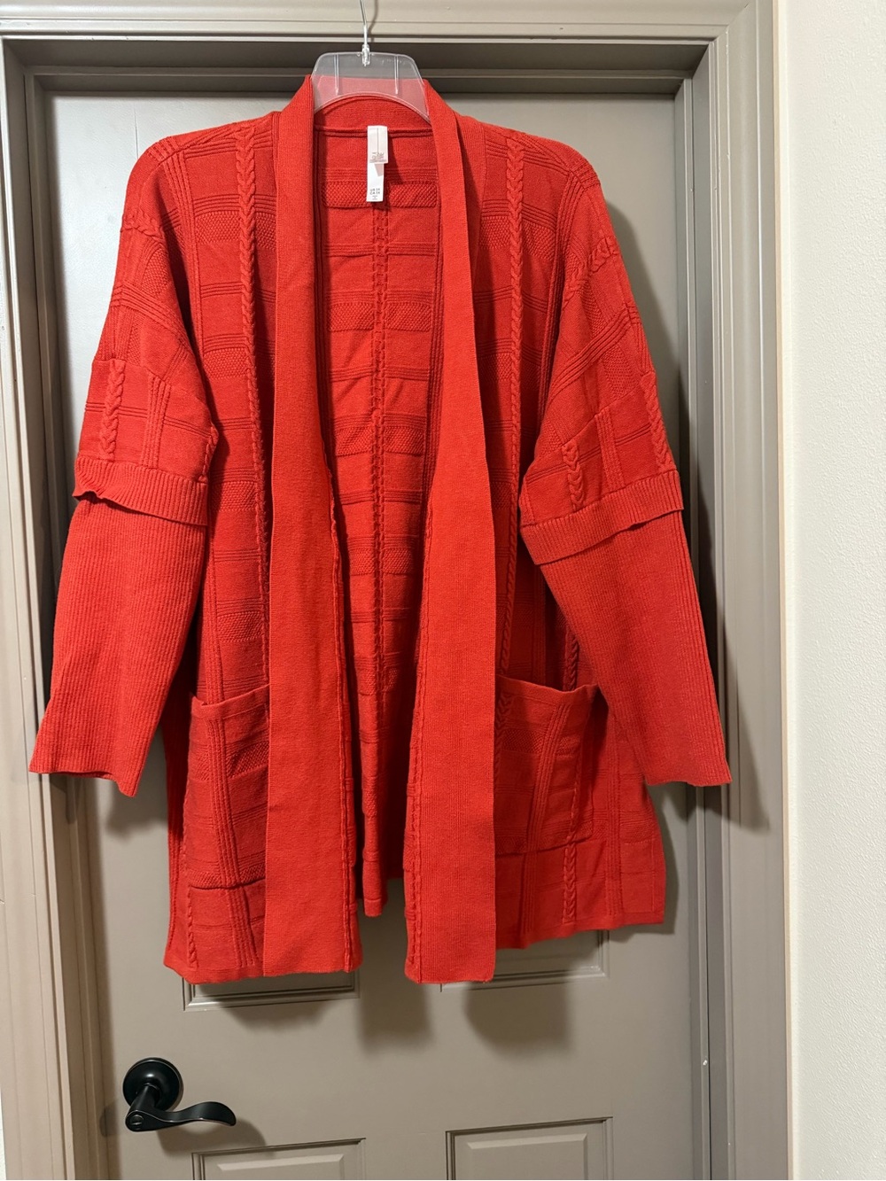 MarlaWynne Open-Front Teddy Sweater Jacket in Pumpkin Orange 3x